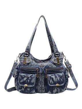 Angel Kiss Distressed Blue Denim Shoulder Bag